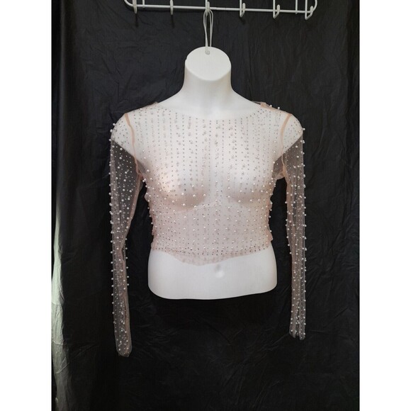 Pearl Rhinestone Wool Top